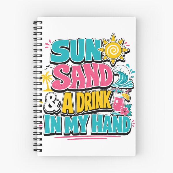 Item preview, Sun, Sand & a Drink in My Mind | Funny Beach Vacation Typography T-Shirt designed and sold by rushaib.