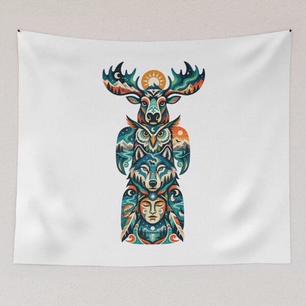 Item preview, Northern Totem Moose Owl Wolf designed and sold by Wild Creative Art.