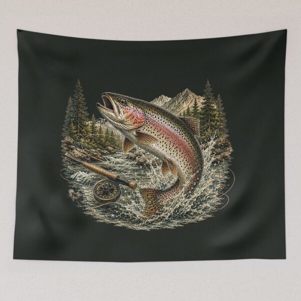 Item preview, Vintage Rainbow Trout – Premium Fly Fishing Illustration designed and sold by Northbound Trail.
