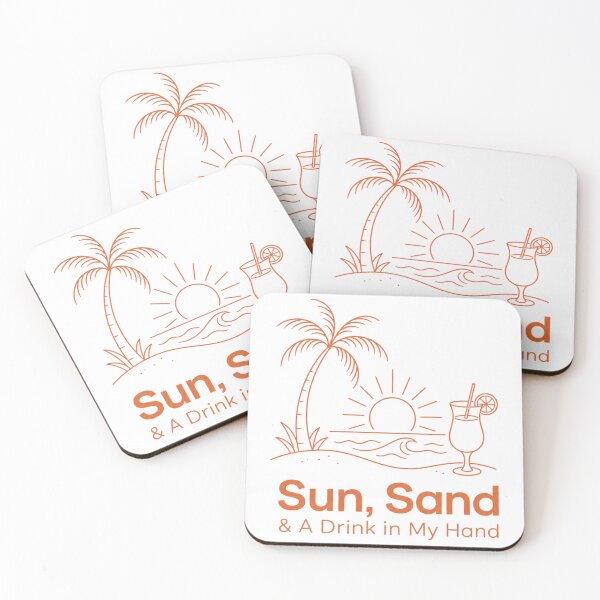 Item preview, Sun, Sand & a Drink in My Mind | Funny Beach Vacation Typography T-Shirt designed and sold by rushaib.