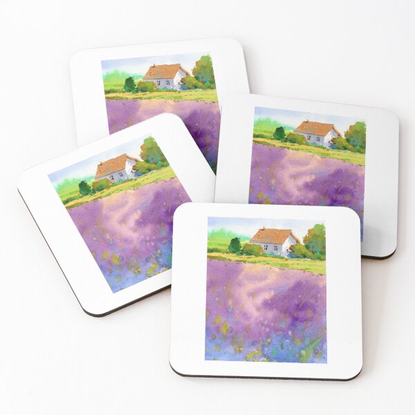 Item preview, Lavender Field Farmhouse Countryside Watercolor designed and sold by Por564.