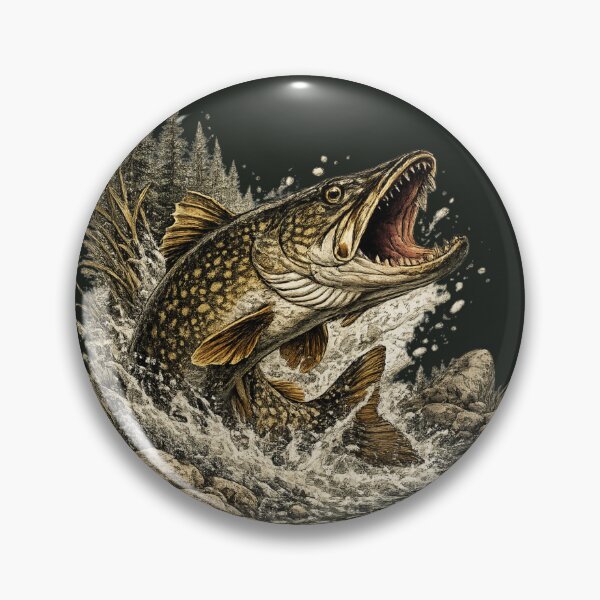 Item preview, Vintage Northern Pike – Premium Predator Fishing Illustration designed and sold by Northbound Trail.