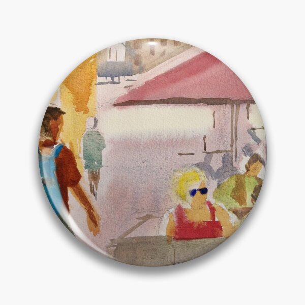Item preview, Outdoor cafe watercolor painting designed and sold by MikeJory.
