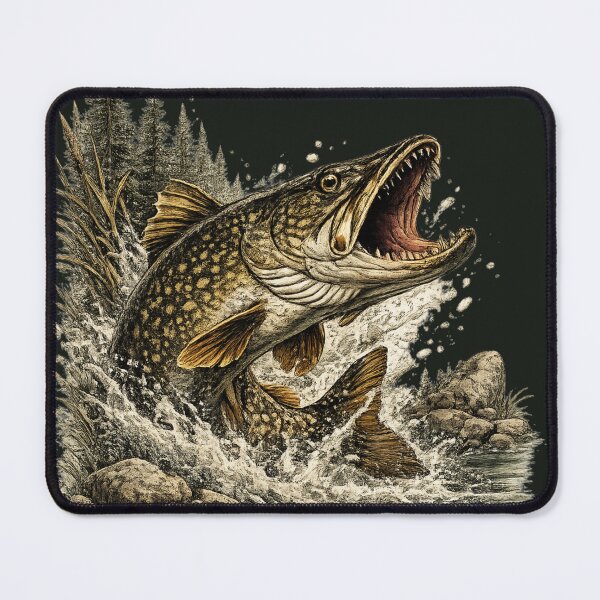 Item preview, Vintage Northern Pike – Premium Predator Fishing Illustration designed and sold by Northbound Trail.