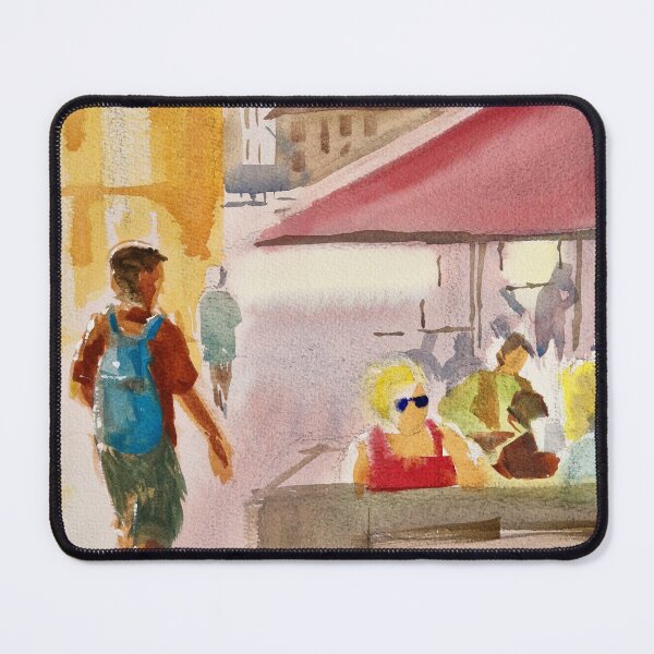 Item preview, Outdoor cafe watercolor painting designed and sold by MikeJory.
