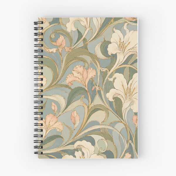 Item preview, Art Nouveau Lily Botanical Pattern Vintage Sage Floral designed and sold by QCena.