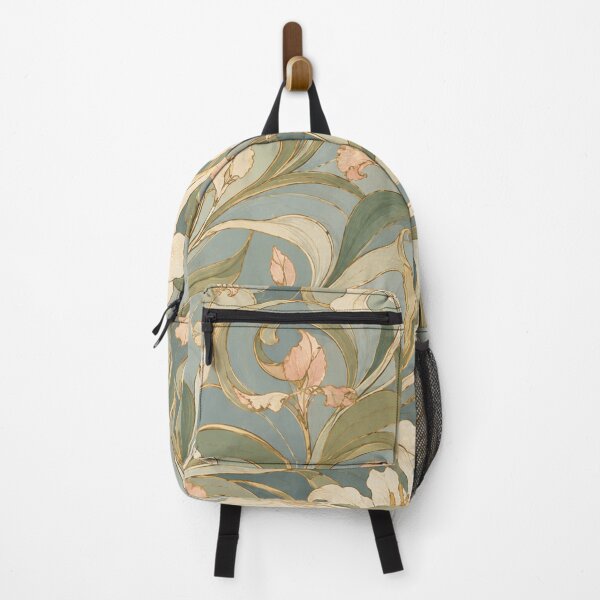 Item preview, Art Nouveau Lily Botanical Pattern Vintage Sage Floral designed and sold by QCena.
