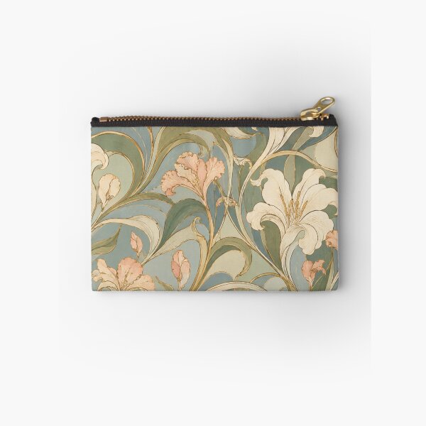 Item preview, Art Nouveau Lily Botanical Pattern Vintage Sage Floral designed and sold by QCena.