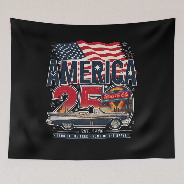 Item preview, America 250 Route 66 Diner Vintage Convertible Road Trip Shirt v4 designed and sold by DarylWelsh2024.