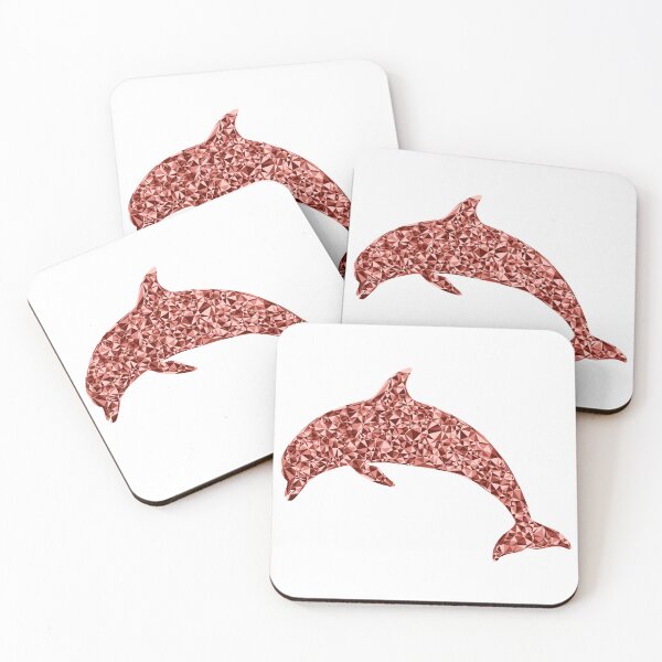 Item preview, Red Triangular Mosaic Diving Dolphin Silhouette Design designed and sold by DymondDesigns.