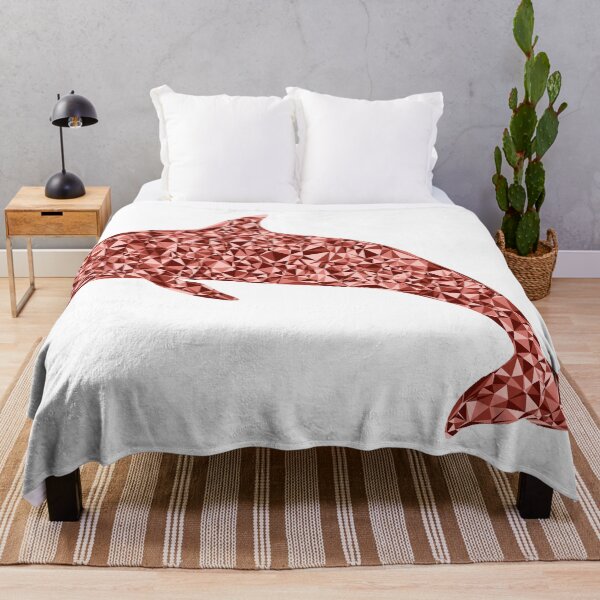 Item preview, Red Triangular Mosaic Diving Dolphin Silhouette Design designed and sold by DymondDesigns.