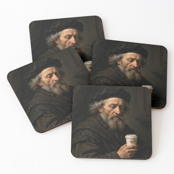 Item preview,  Chiaroscuro Coffee Break - Old Master with Takeaway Cup designed and sold by Surviving Monday Club.