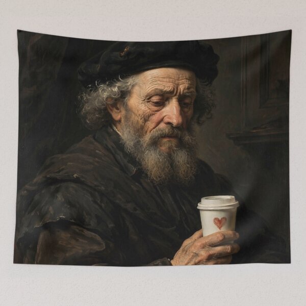 Item preview, Chiaroscuro Coffee Break - Old Master with Takeaway Cup designed and sold by Surviving Monday Club.