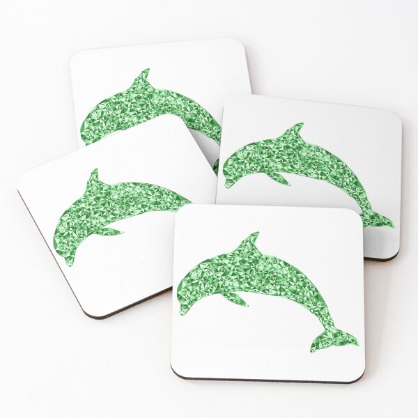 Item preview, Green Triangular Mosaic Diving Dolphin Silhouette Design designed and sold by DymondDesigns.