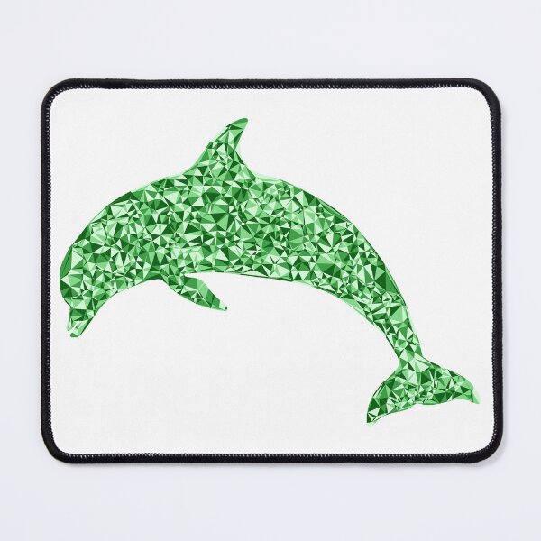 Item preview, Green Triangular Mosaic Diving Dolphin Silhouette Design designed and sold by DymondDesigns.