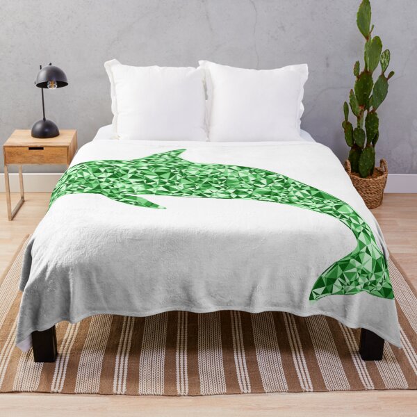 Item preview, Green Triangular Mosaic Diving Dolphin Silhouette Design designed and sold by DymondDesigns.