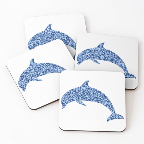 Item preview, Blue Triangular Mosaic Diving Dolphin Silhouette Design designed and sold by DymondDesigns.