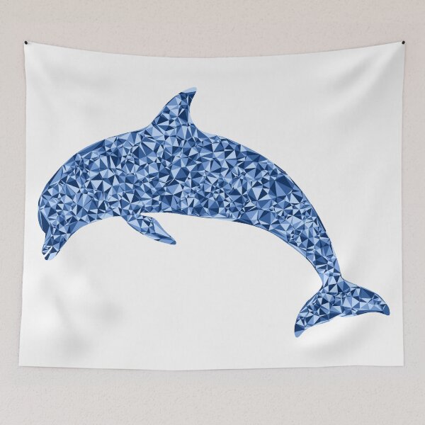 Item preview, Blue Triangular Mosaic Diving Dolphin Silhouette Design designed and sold by DymondDesigns.