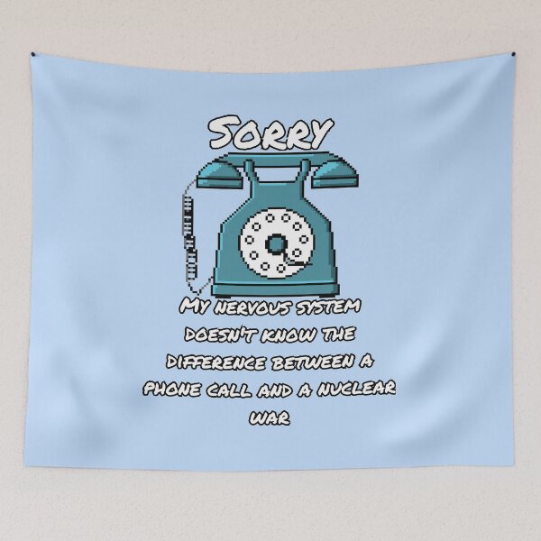 Item preview, Retro Rotary Phone Introvert Anxiety Meme Pixel Art designed and sold by OpenTabsDesigns.