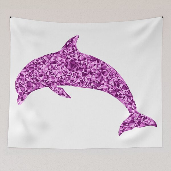 Item preview, Pink Triangular Mosaic Diving Dolphin Silhouette Design designed and sold by DymondDesigns.