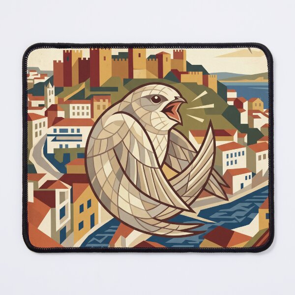 Item preview, LISBOA Vintage Travel Illustration - Geometric Swallow Calling in a Coastal Capital designed and sold by ZUMERI.