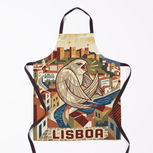 Item preview, LISBOA Vintage Travel Illustration - Geometric Swallow Calling in a Coastal Capital designed and sold by ZUMERI.