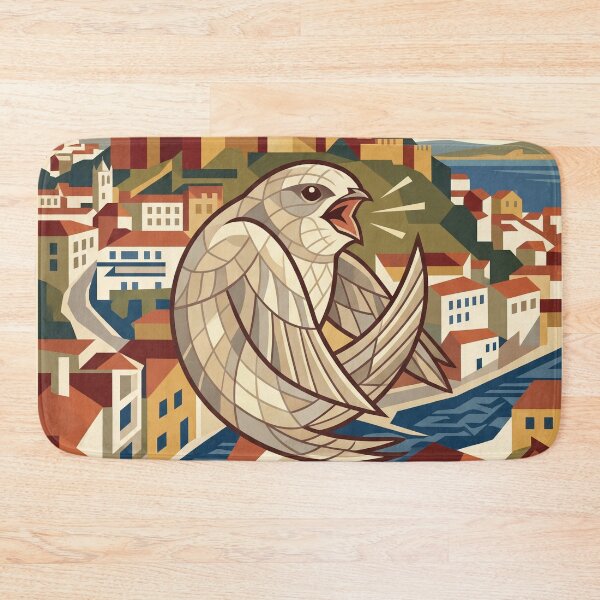 Item preview, LISBOA Vintage Travel Illustration - Geometric Swallow Calling in a Coastal Capital designed and sold by ZUMERI.
