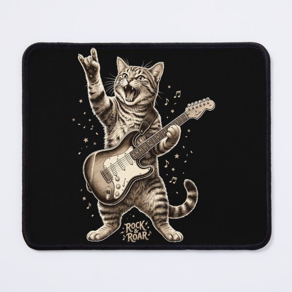 Item preview, Rock & Roar Cat Guitar Player Musician Feline Music Lover designed and sold by Doodleoub.