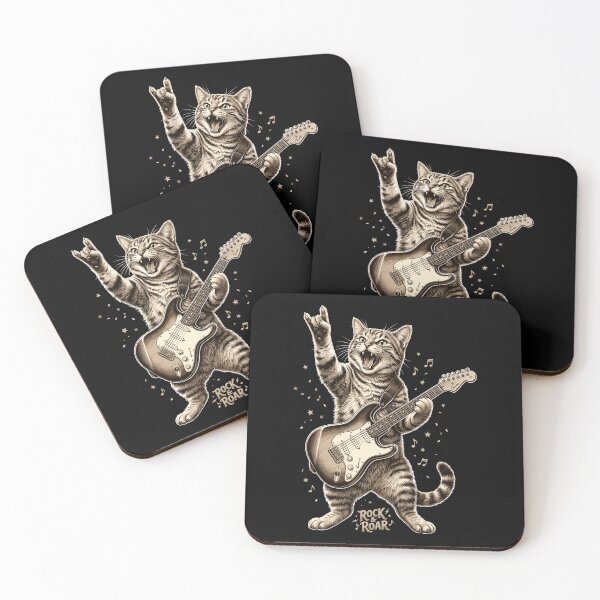 Item preview, Rock & Roar Cat Guitar Player Musician Feline Music Lover designed and sold by Doodleoub.
