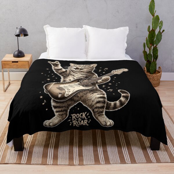 Item preview, Rock & Roar Cat Guitar Player Musician Feline Music Lover designed and sold by Doodleoub.