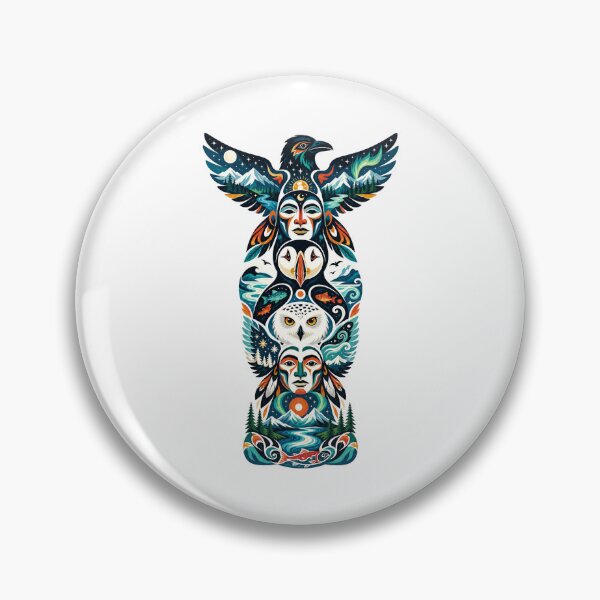Item preview, Northern Totem Raven Puffin Snowy Owl designed and sold by Wild Creative Art.