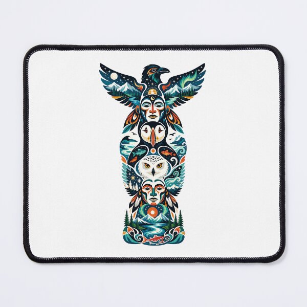 Item preview, Northern Totem Raven Puffin Snowy Owl designed and sold by Wild Creative Art.