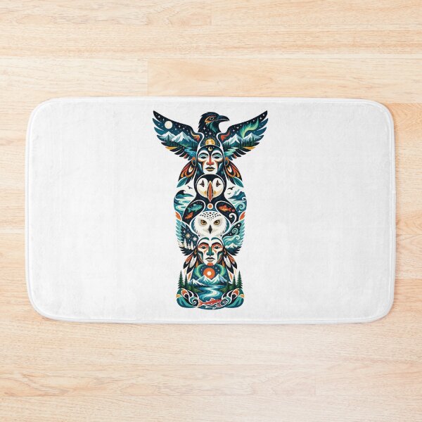 Item preview, Northern Totem Raven Puffin Snowy Owl designed and sold by Wild Creative Art.