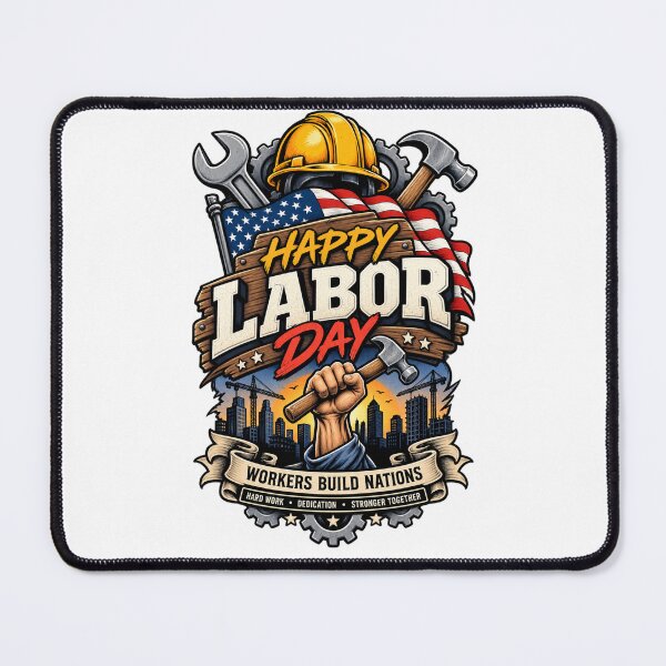 Item preview, Happy Labor Day Worker Power, Hard Work Builds Nations, Labor Day Vintage Patriotic Design designed and sold by Cellara91.