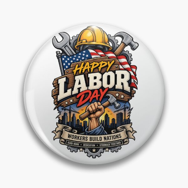 Item preview, Happy Labor Day Worker Power,  Hard Work Builds Nations, Labor Day Vintage Patriotic Design designed and sold by Cellara91.