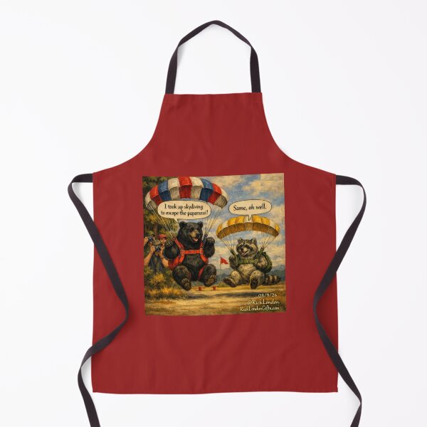 Item preview, Bear & Raccoon Parachute Adventure – Funny Animal Cartoon designed and sold by Rick London Gifts.