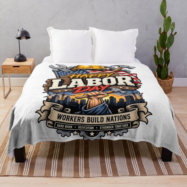 Item preview, Happy Labor Day Worker Power, Hard Work Builds Nations, Labor Day Vintage Patriotic Design designed and sold by Cellara91.