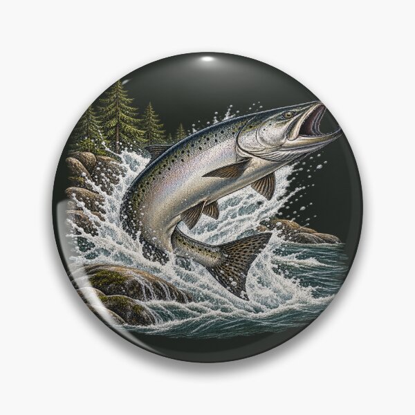 Item preview, Chinook Salmon Vintage Fishing Illustration – King Salmon Outdoor Artwork designed and sold by Northbound Trail.
