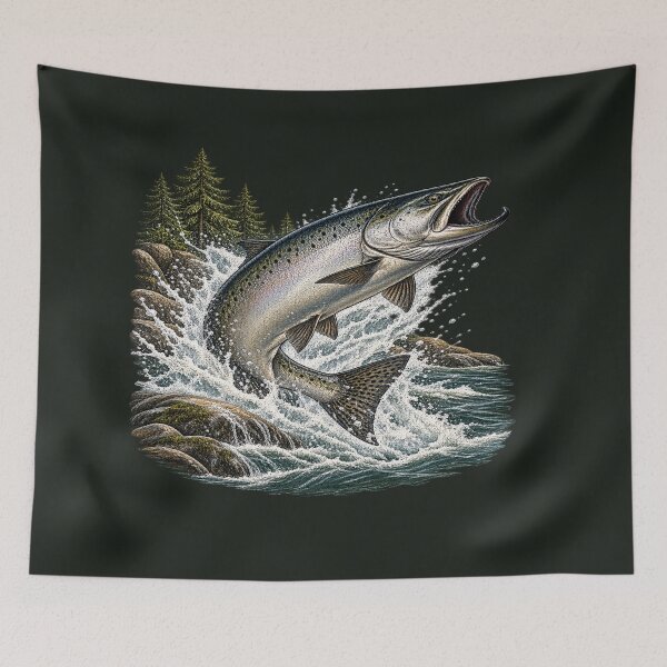 Item preview, Chinook Salmon Vintage Fishing Illustration – King Salmon Outdoor Artwork designed and sold by Northbound Trail.