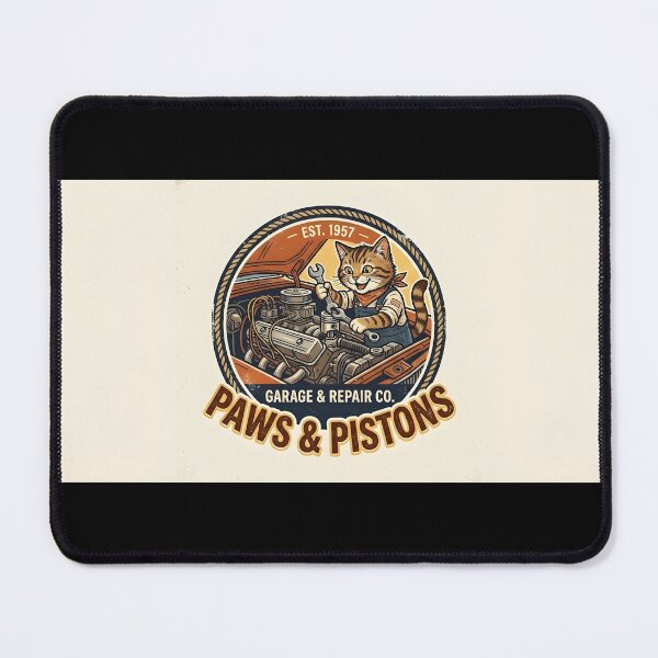 Item preview, Paws and Pistons Garage Cat Mechanic Funny Vintage designed and sold by eihabo.