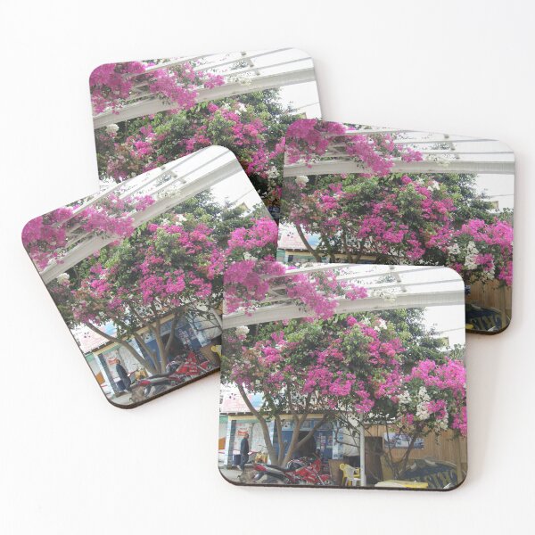Item preview, Vibrant Pink and White Bougainvillea Flowers under Pergola designed and sold by KaleChub.