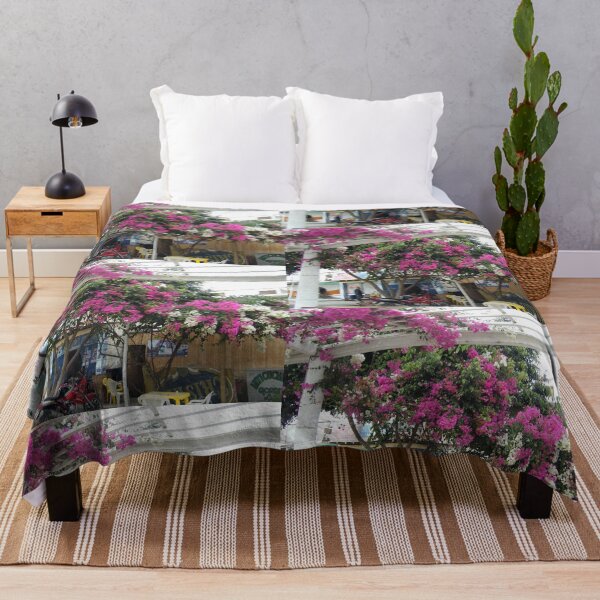 Item preview, Vibrant Pink and White Bougainvillea Flowers under Pergola designed and sold by KaleChub.