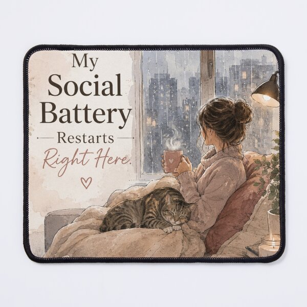 Item preview, My Social Battery Restarts Right Here designed and sold by Safe Haven Pets.