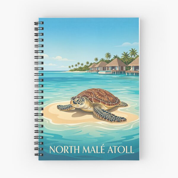 Item preview, NORTH MALÉ ATOLL Vintage Travel Illustration - Shelled Turtle Resting on a Sandy Shoal designed and sold by ZUMERI.