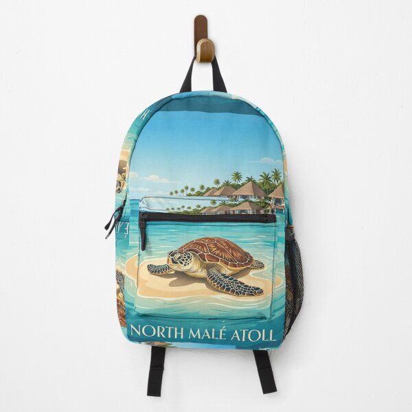 Item preview, NORTH MALÉ ATOLL Vintage Travel Illustration - Shelled Turtle Resting on a Sandy Shoal designed and sold by ZUMERI.