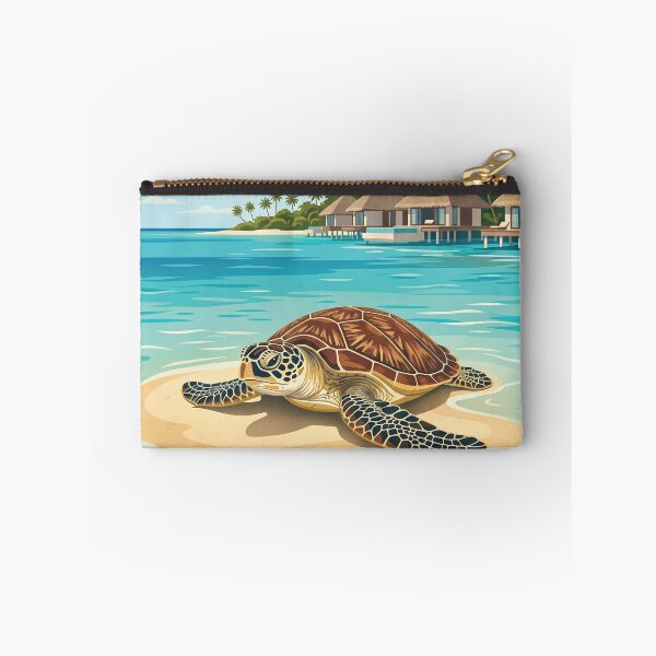 Item preview, NORTH MALÉ ATOLL Vintage Travel Illustration - Shelled Turtle Resting on a Sandy Shoal designed and sold by ZUMERI.