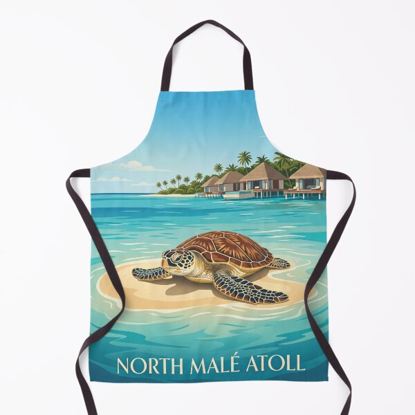 Item preview, NORTH MALÉ ATOLL Vintage Travel Illustration - Shelled Turtle Resting on a Sandy Shoal designed and sold by ZUMERI.