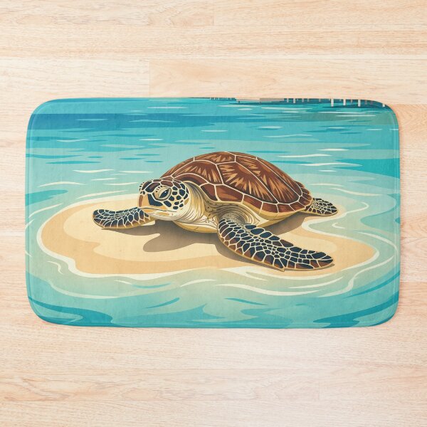 Item preview, NORTH MALÉ ATOLL Vintage Travel Illustration - Shelled Turtle Resting on a Sandy Shoal designed and sold by ZUMERI.