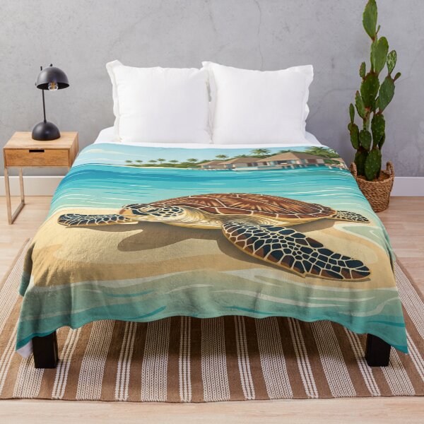 Item preview, NORTH MALÉ ATOLL Vintage Travel Illustration - Shelled Turtle Resting on a Sandy Shoal designed and sold by ZUMERI.
