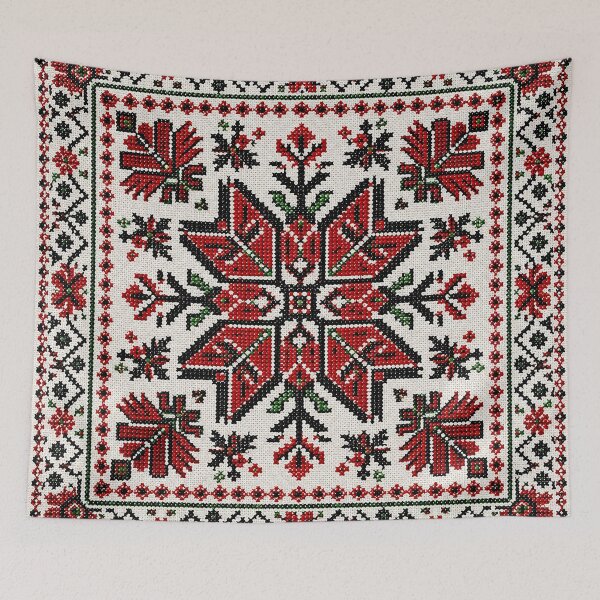 Item preview, Palestinian Tatreez Geometric Embroidery | Traditional Cross Stitch Folk Art designed and sold by BrainCurves.